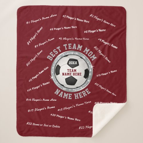 All Players Coach Names on Soccer Team Mom Gift Sherpa Blanket