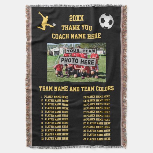 ALL Players Names and Photo Soccer Coach Gifts Throw Blanket