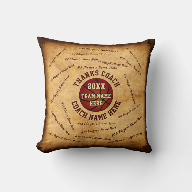 All Players Names Basketball Coach Thank You Gifts Throw Pillow (Front)