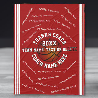 All Player's Names, Gift for Basketball Coach, Red