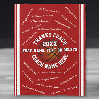 All Player's Names  Gift For Basketball Coach  Red Fleece Blanket by YourSportsGifts at Zazzle