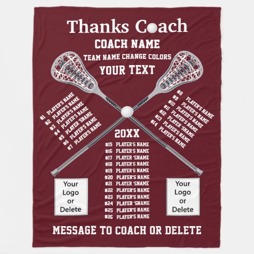 All Players Names Lacrosse Coach Gift Ideas Fleece Blanket