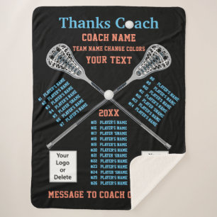 All Player's Names Lacrosse Coach Gifts Any COLORS Sherpa Blanket