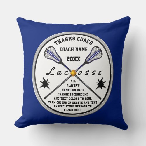 All Players Names Lacrosse Coach Gifts Your Color Throw Pillow