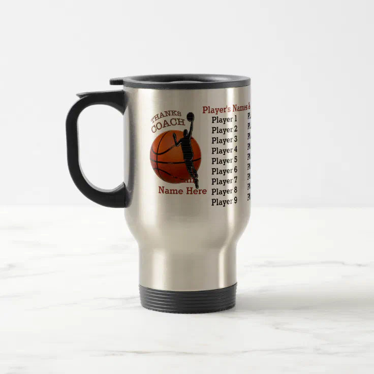 ALL Players Names on Gifts for a Basketball Coach Travel Mug | Zazzle