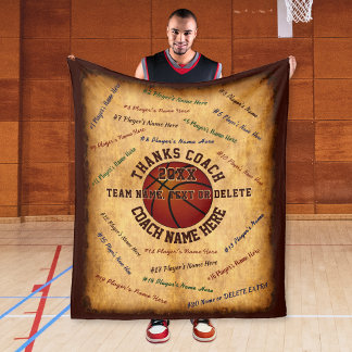 ALL Players Names on Gifts for Basketball Coaches Fleece Blanket