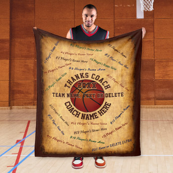 All Players Names On Gifts For Basketball Coaches Fleece Blanket by YourSportsGifts at Zazzle