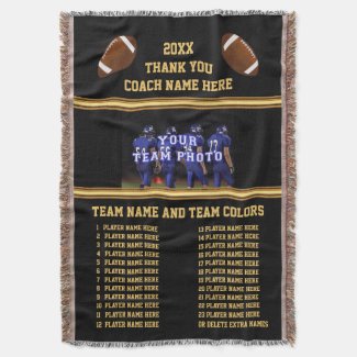 All Players Names, Photo on Football Coach Gifts Throw