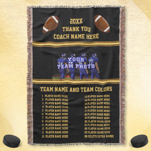 All Players Names, Photo on Football Coach Gifts Throw Blanket