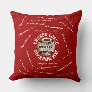 All Player's, Team, Coach NAMES Baseball Pillow