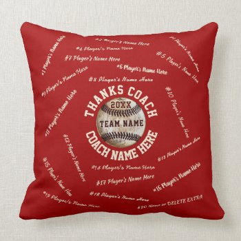 All Player's  Team  Coach Names Baseball Pillow by YourSportsGifts at Zazzle