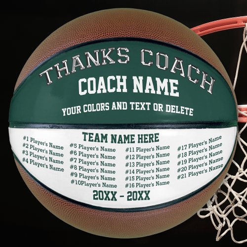 All Players Team Colors on Basketball Coach Gifts