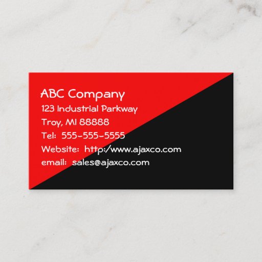 Customizable All Purpose Business Card Red Over Black