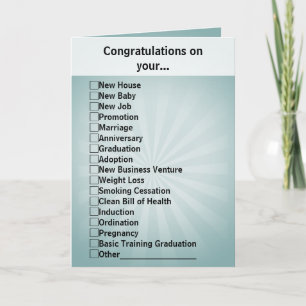 All-Purpose Checkbox Congratulations Card