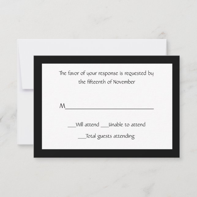 All Purpose Elegant Black and White Response Card (Front)