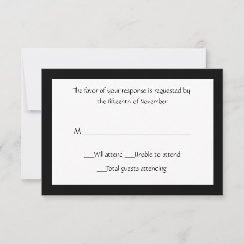 All Purpose Elegant Black and White Response Card