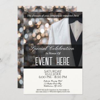 All Purpose Elegant | White Tuxedo Invitation by GlitterInvitations at Zazzle