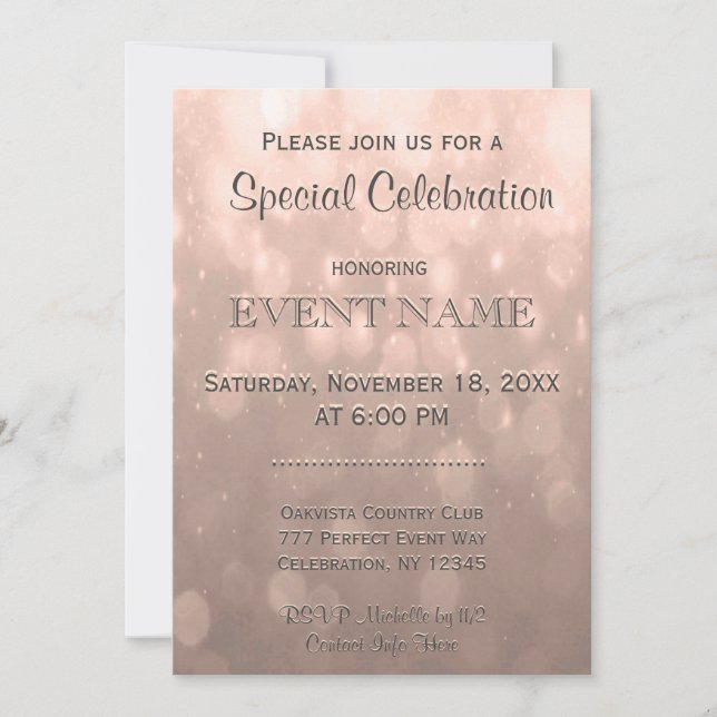 All Purpose | Peach Bokeh Invitation (Front)