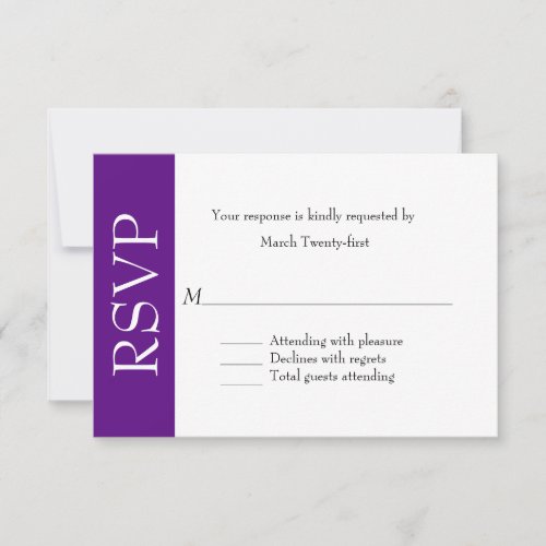 All Purpose Purple &amp; White RSVP Card