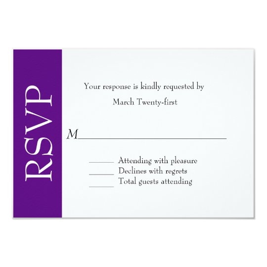 All Purpose Purple & White RSVP Card