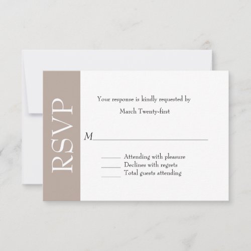 All Purpose Taupe &amp; White RSVP Card