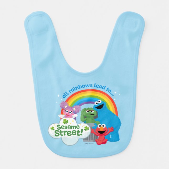 All Rainbows Lead to Sesame Street Baby Bib (Front)