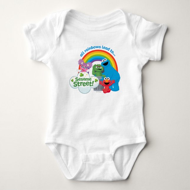 All Rainbows Lead to Sesame Street Baby Bodysuit (Front)