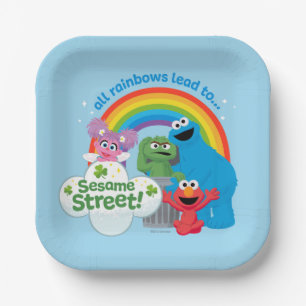 All Rainbows Lead to Sesame Street Paper Plates