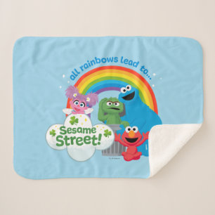 All Rainbows Lead to Sesame Street Sherpa Blanket