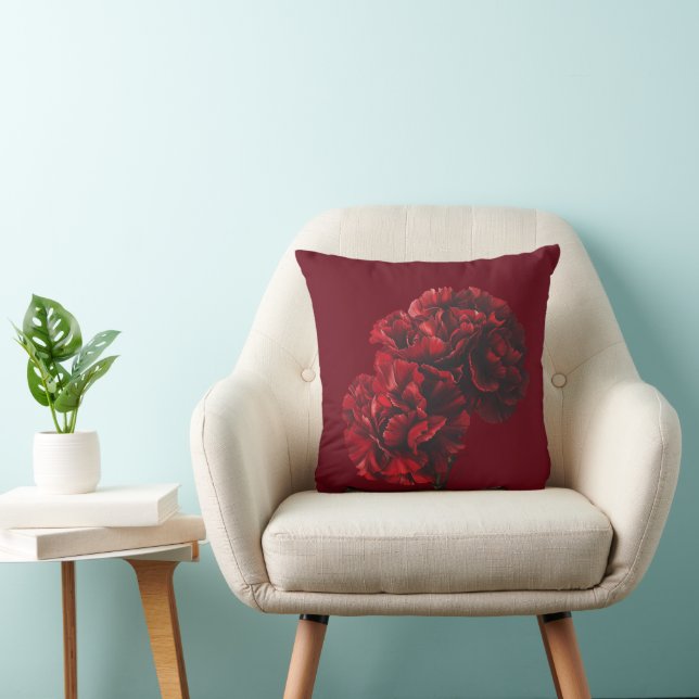 All Red Carnation Flower Pillow (Chair)