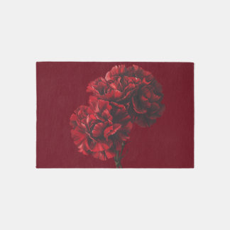 All Red Carnation Flower Rug