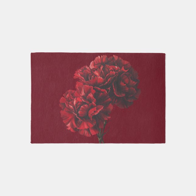 All Red Carnation Flower Rug (Front)