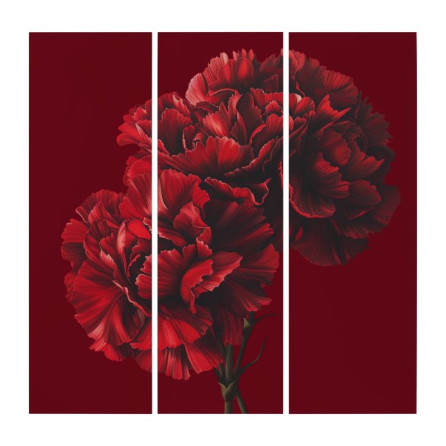All Red Carnation Triptych (Front)