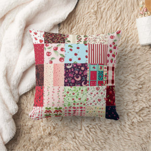 All Red Cherry Cheat Quilt Pattern 2025 Throw Pillow