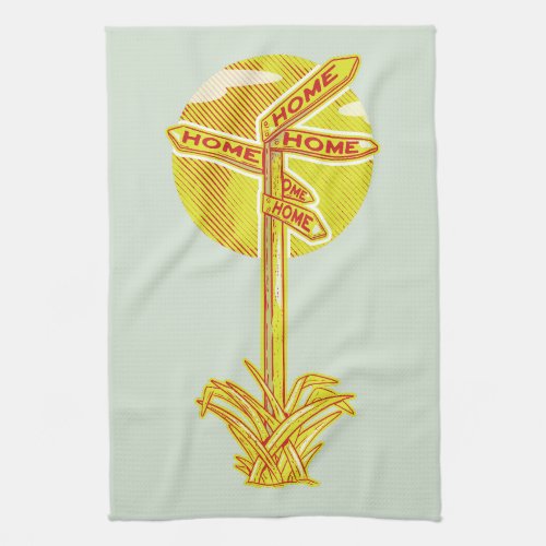 All roads lead home kitchen towel