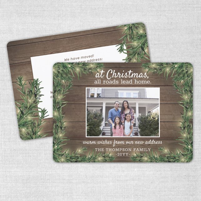 All Roads Lead Home New Address 1 Photo Christmas Holiday Card (Creator Uploaded)