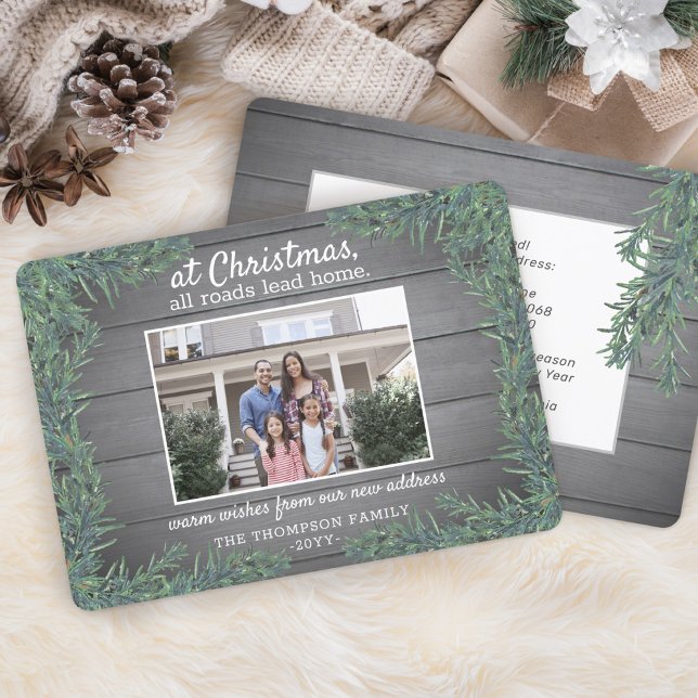 All Roads Lead Home New Address Christmas 1 Photo Holiday Card (Creator Uploaded)