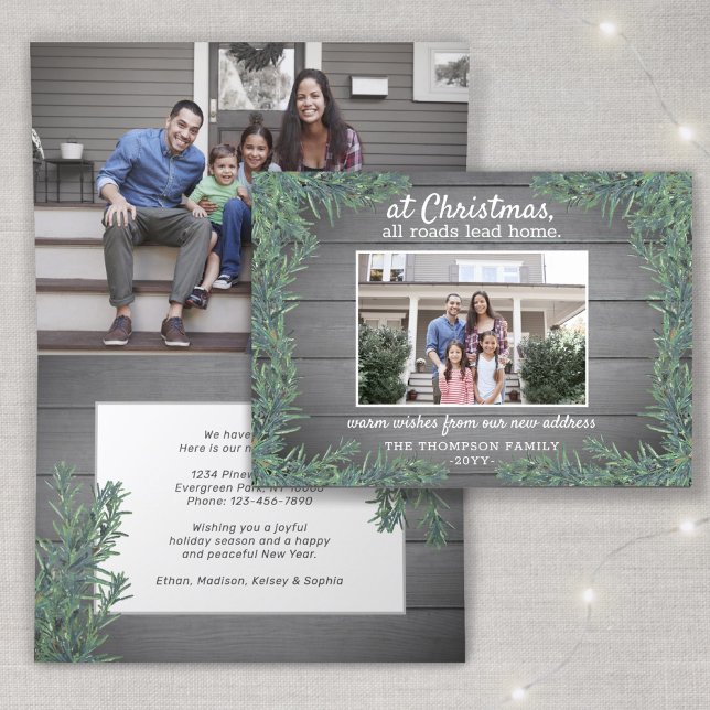 All Roads Lead Home New Address Xmas Photo Folded Holiday Card (Creator Uploaded)