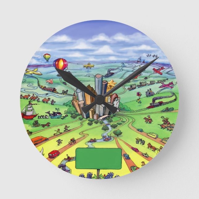 All Roads Lead to Houston Texas Round Clock (Front)