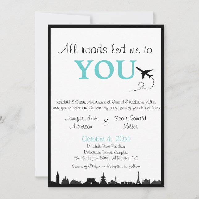 All Roads Led Me to You - Two-Sided Wedding Invite (Front)