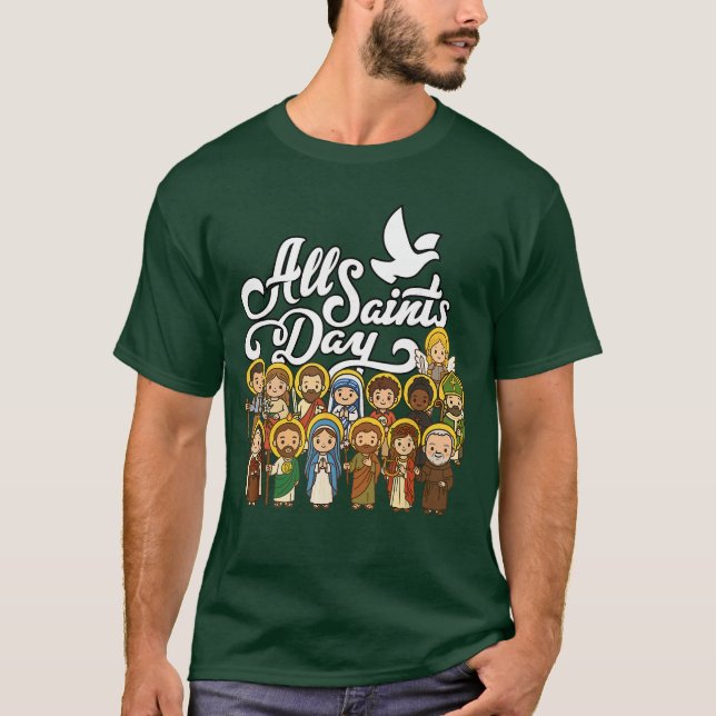 All Saints Day Catholic St Joseph Mary Therese Mic T-Shirt (Front)