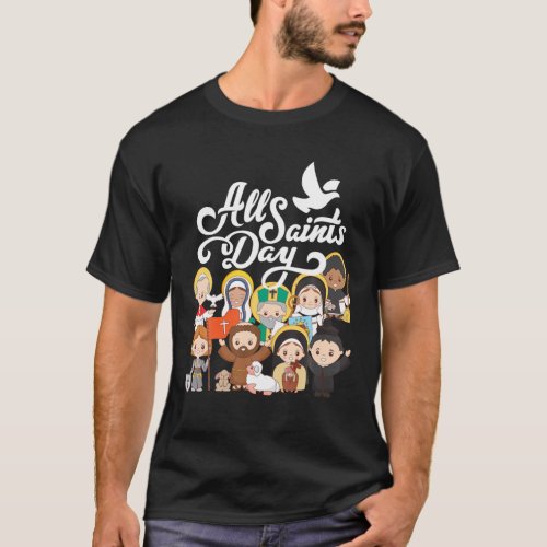 All Saints Day Kids Catholic St Francis Therese Jo T_Shirt