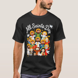 All Saints Day Kids Catholic St Francis Therese Jo T-Shirt