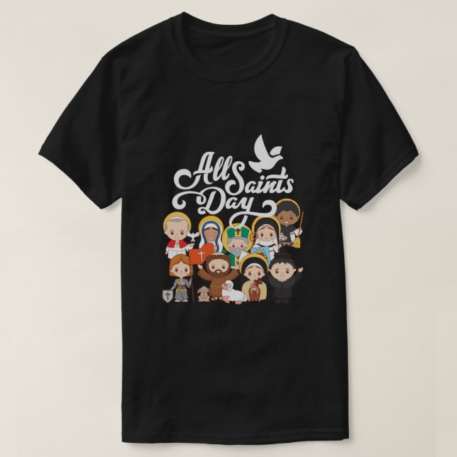 All Saints Day Kids Catholic St Francis Therese Jo T-Shirt (Design Front)