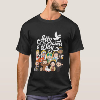 All Saints Day Kids Catholic St Francis Therese Jo T-Shirt