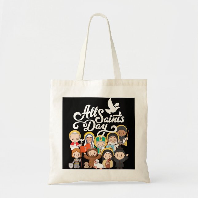 All Saints Day Kids Catholic St Francis Therese Jo Tote Bag (Front)