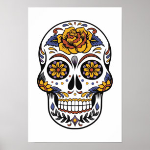 All Saints Day of the Dead Colorful Skull Poster