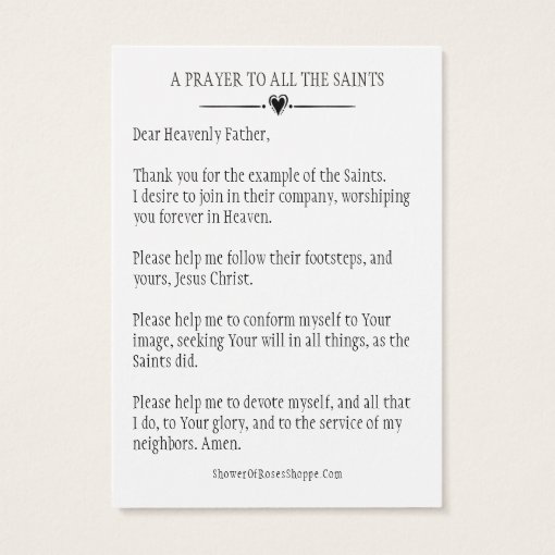 ALL SAINTS DAY PRAYER CELEBRATION HOLY CARDS | Zazzle