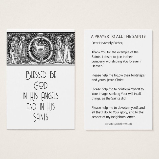ALL SAINTS DAY PRAYER CELEBRATION HOLY CARDS (Front & Back)