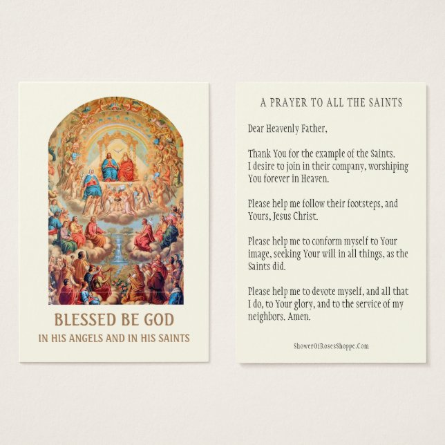 ALL SAINTS DAY PRAYER TRADITIONAL HOLY CARDS (Front & Back)
